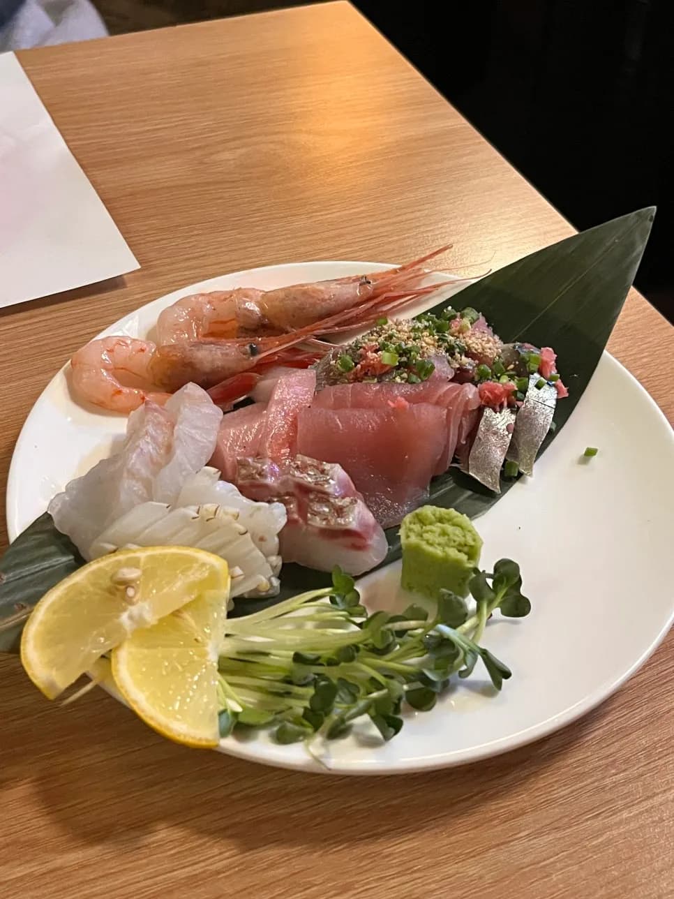Assorted sashimi served during the Banshaku omakase meal