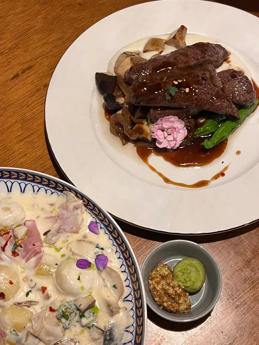 Kkongstamang Salon Prive di Anyang Hogye, restoran ruang dekat LS Tower dan Beomgye dengan pasta dan steak