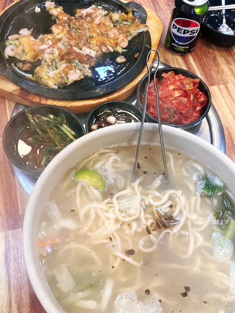 Nangman Jogae in Oido with clam kalguksu seafood pajeon and ocean view