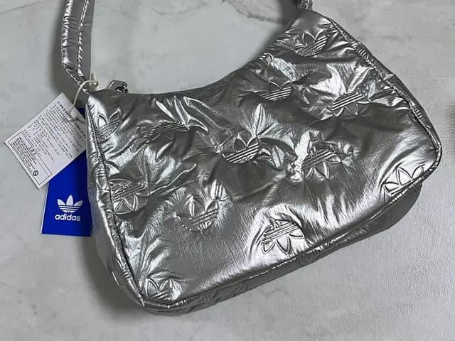 Tas Adidas Puffy Satin Mini Shoulder Bag warna silver