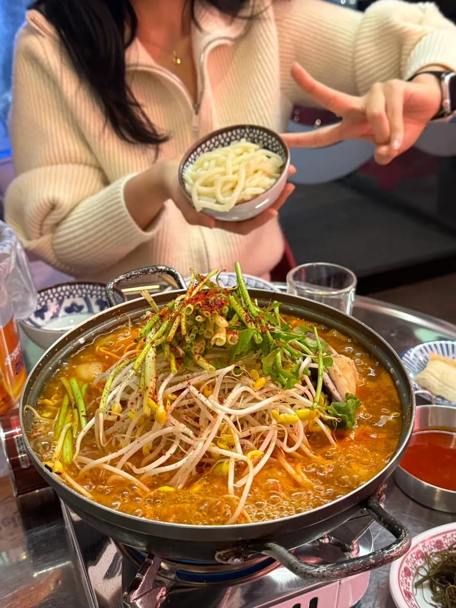 Chulhang seafood pub in Sanbon serving makhoe and spicy abalone roe soup