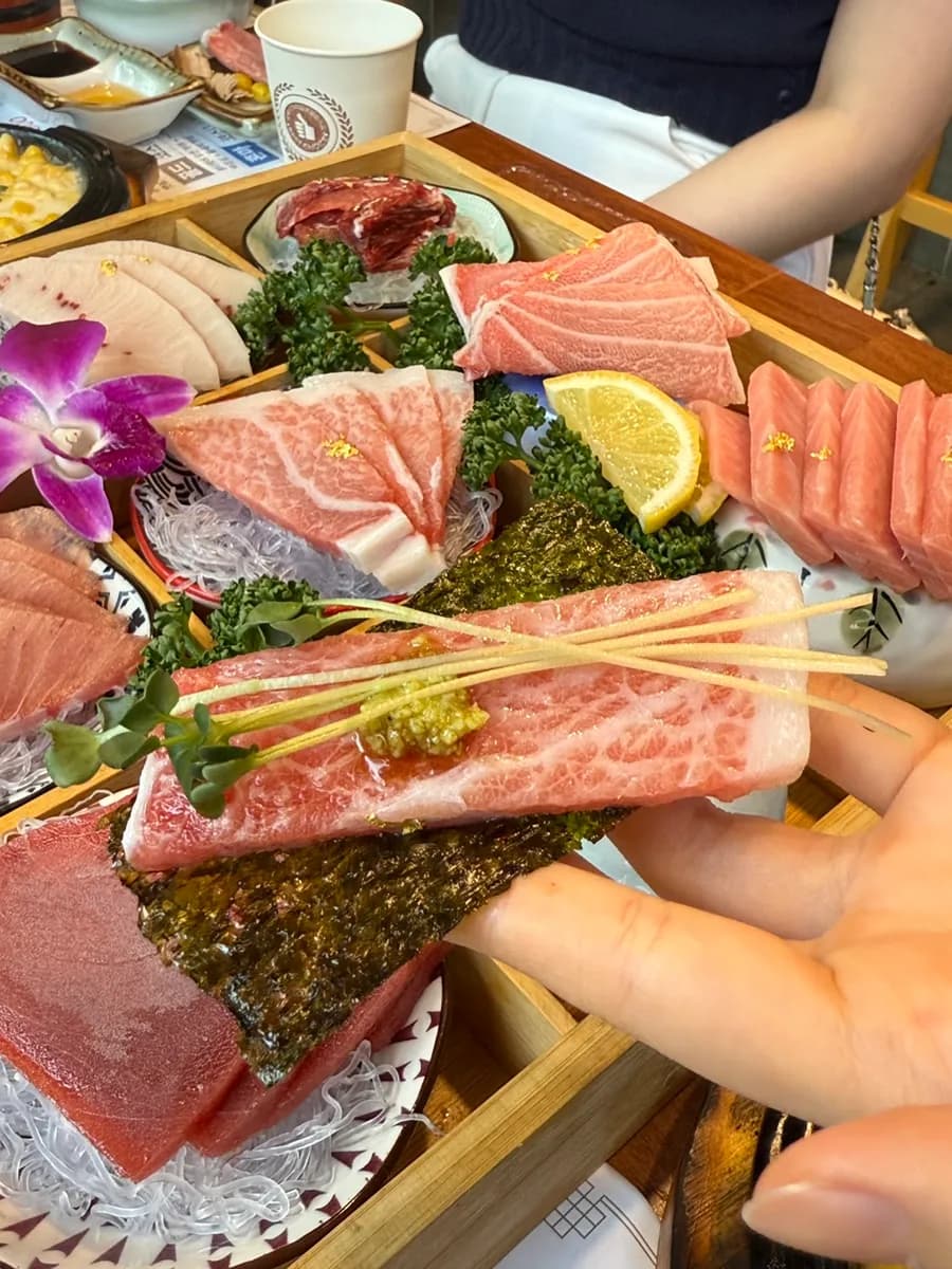 Fatty tuna pieces from the Chamchi Gongju course