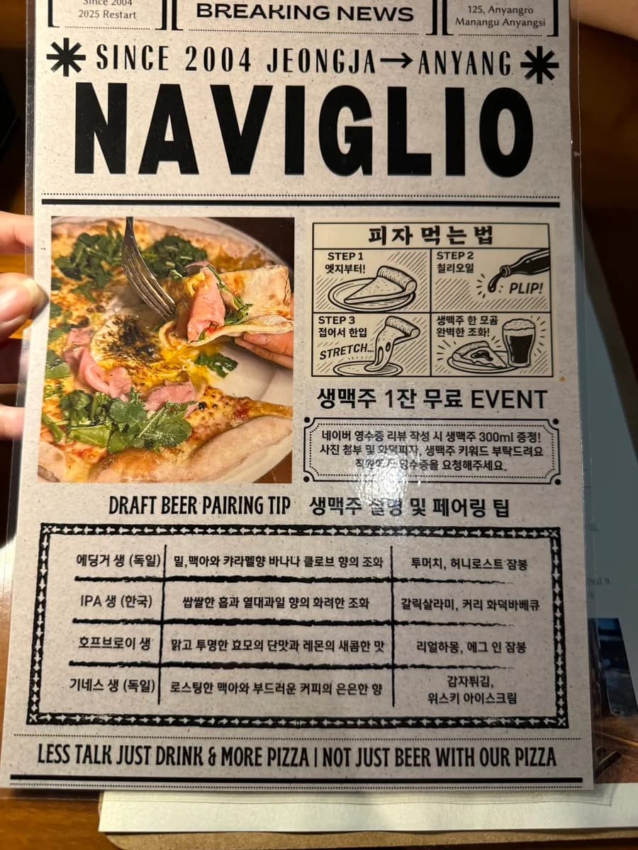Hinweis zu Bier-und-Pizza-Kombinationen bei Nabilio