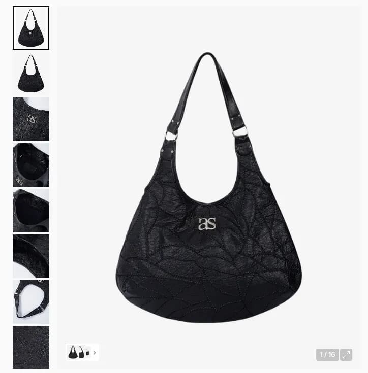 Tas bahu AS"ON Becky hitam dengan detail logo yang rapi