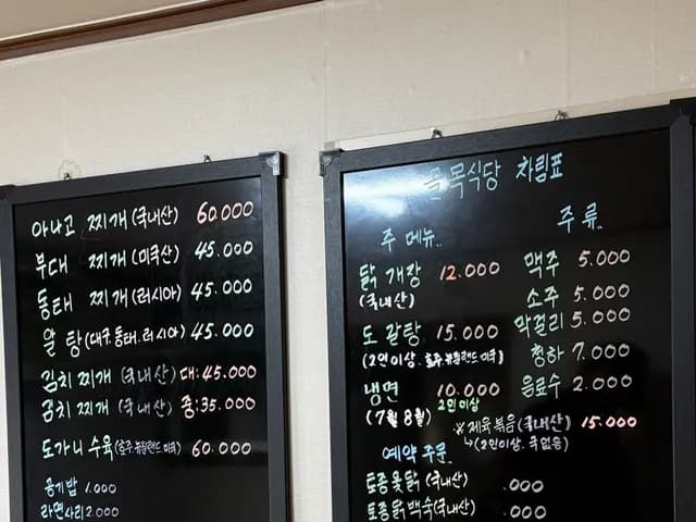 Table déjà dressée et banchan chez Golmok Sikdang à Taean