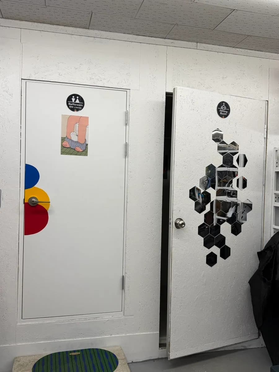 Indoor changing room and restroom at Carat House rental shop