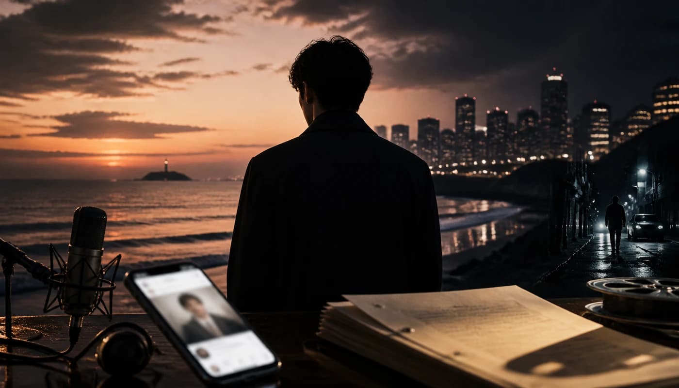 해변의 SNS 게시물 분위기와 음악·드라마 활동이 겹쳐진 김남길 트렌드 대표 이미지