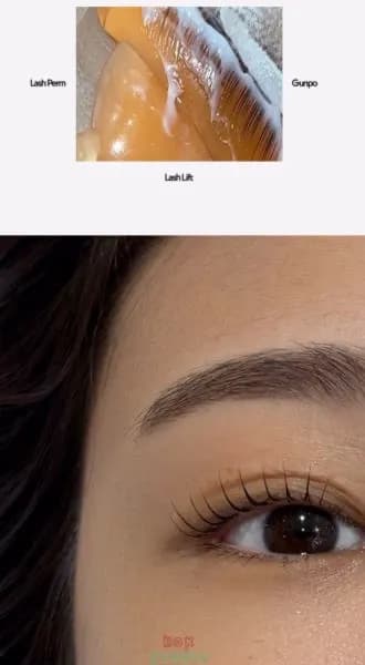 Finished lash perm result lifted without touching the eyelids