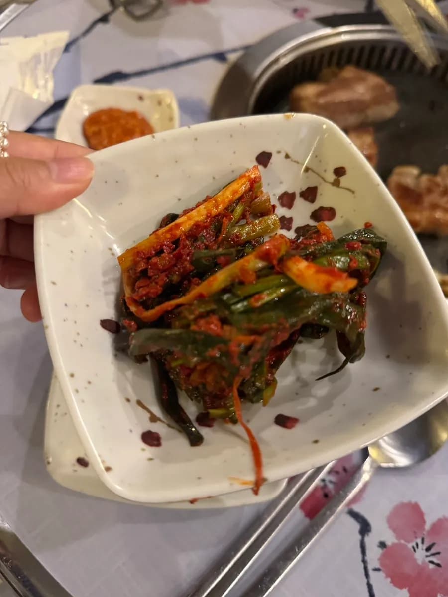 Green onion kimchi from the Mungseokjip self-service bar