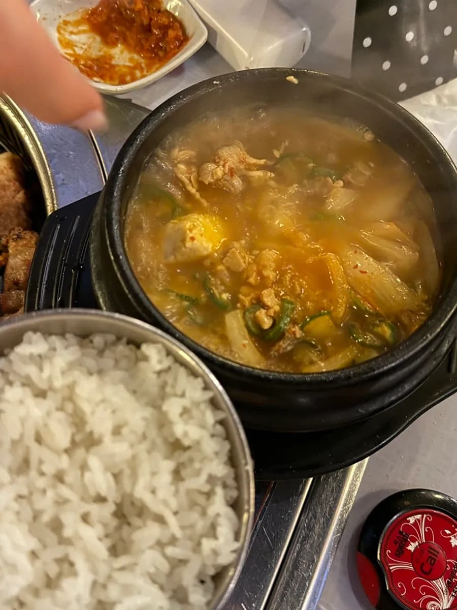 Brisket doenjang stew with rice at Mungseokjip
