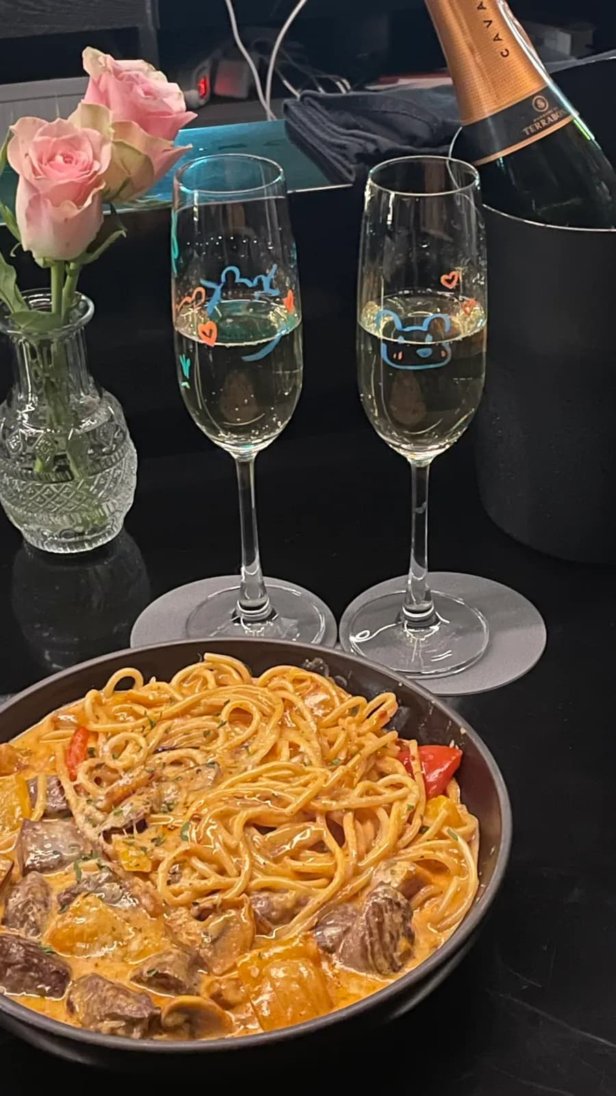 Pasta and champagne pairing during the Indeogwon Champagne visit