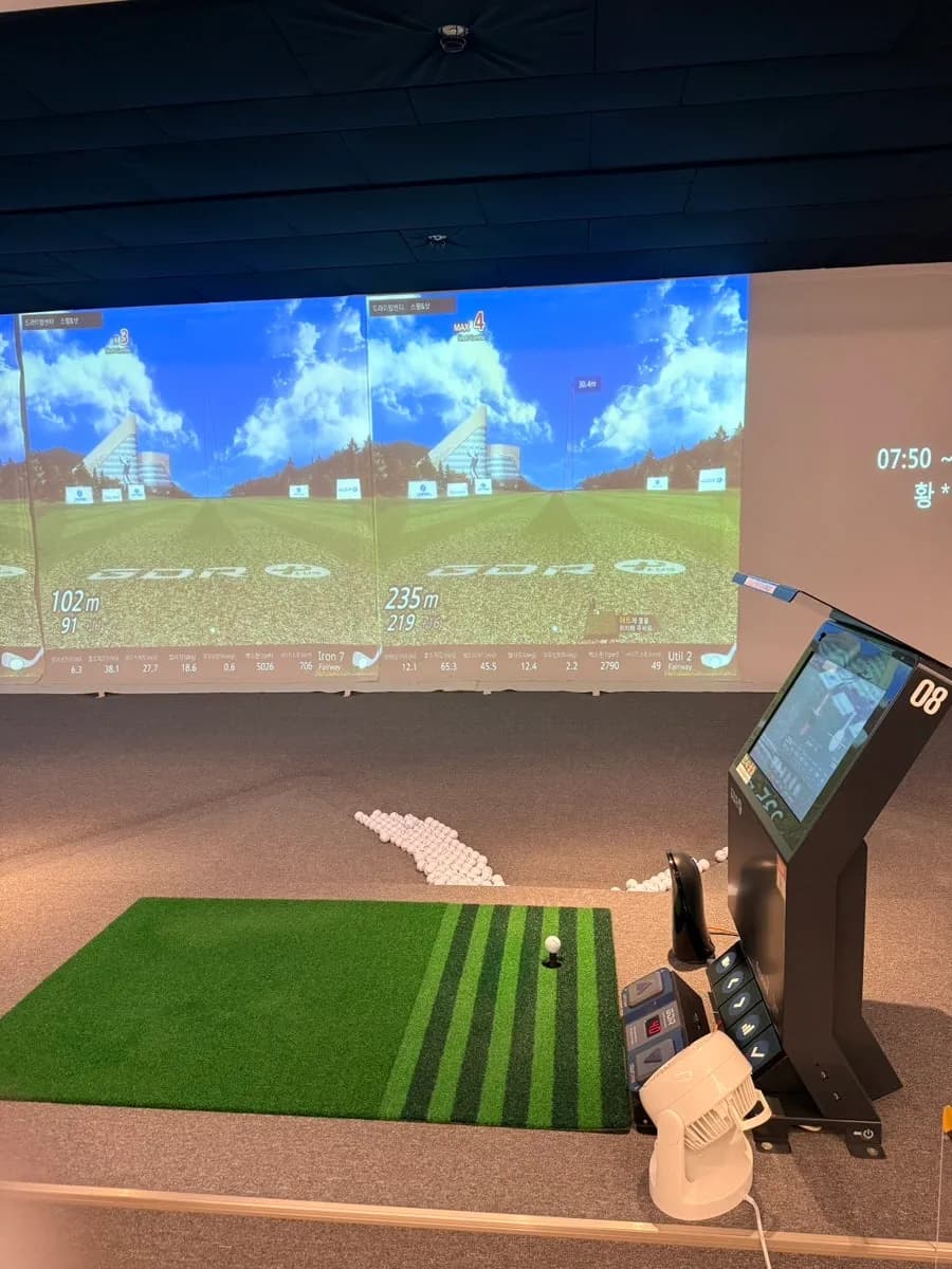 Clean golf practice bay and mat at DTS Golf Pyeongchon